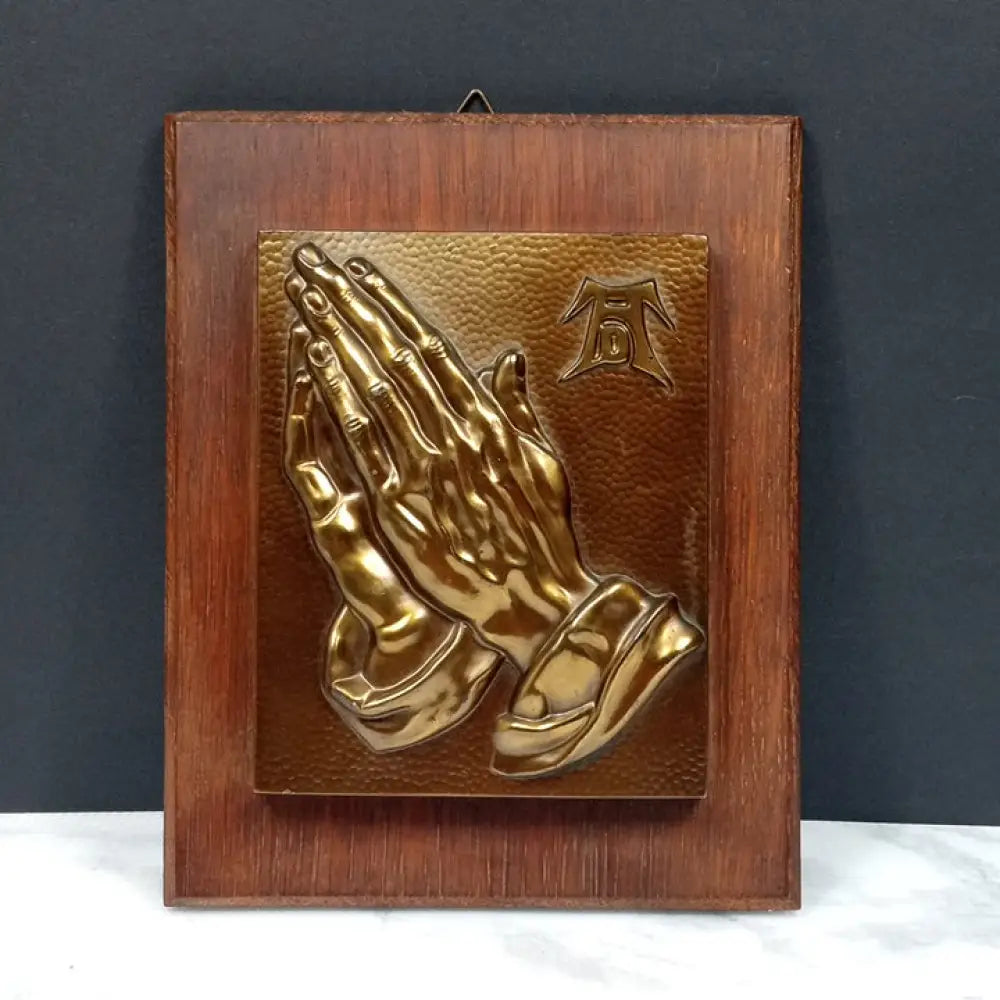 Albrecht Durer Praying Hands Wood Brass Wall Decor ( Vintage )