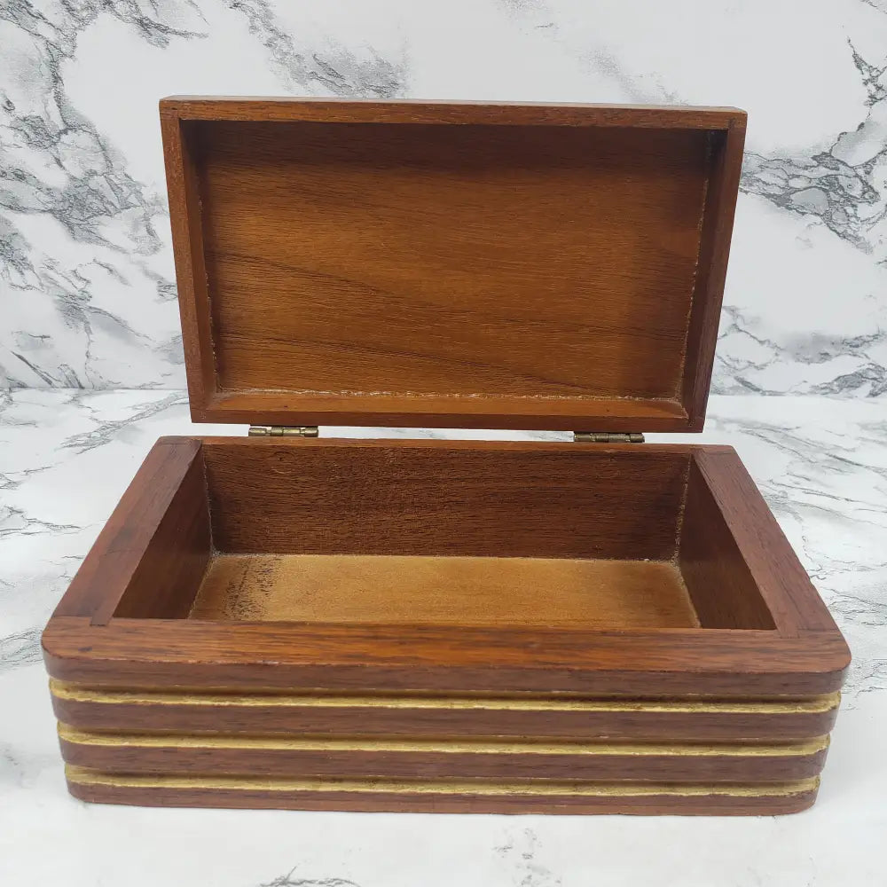 Art Deco Solid Wood Box Handmade Vintage Decor