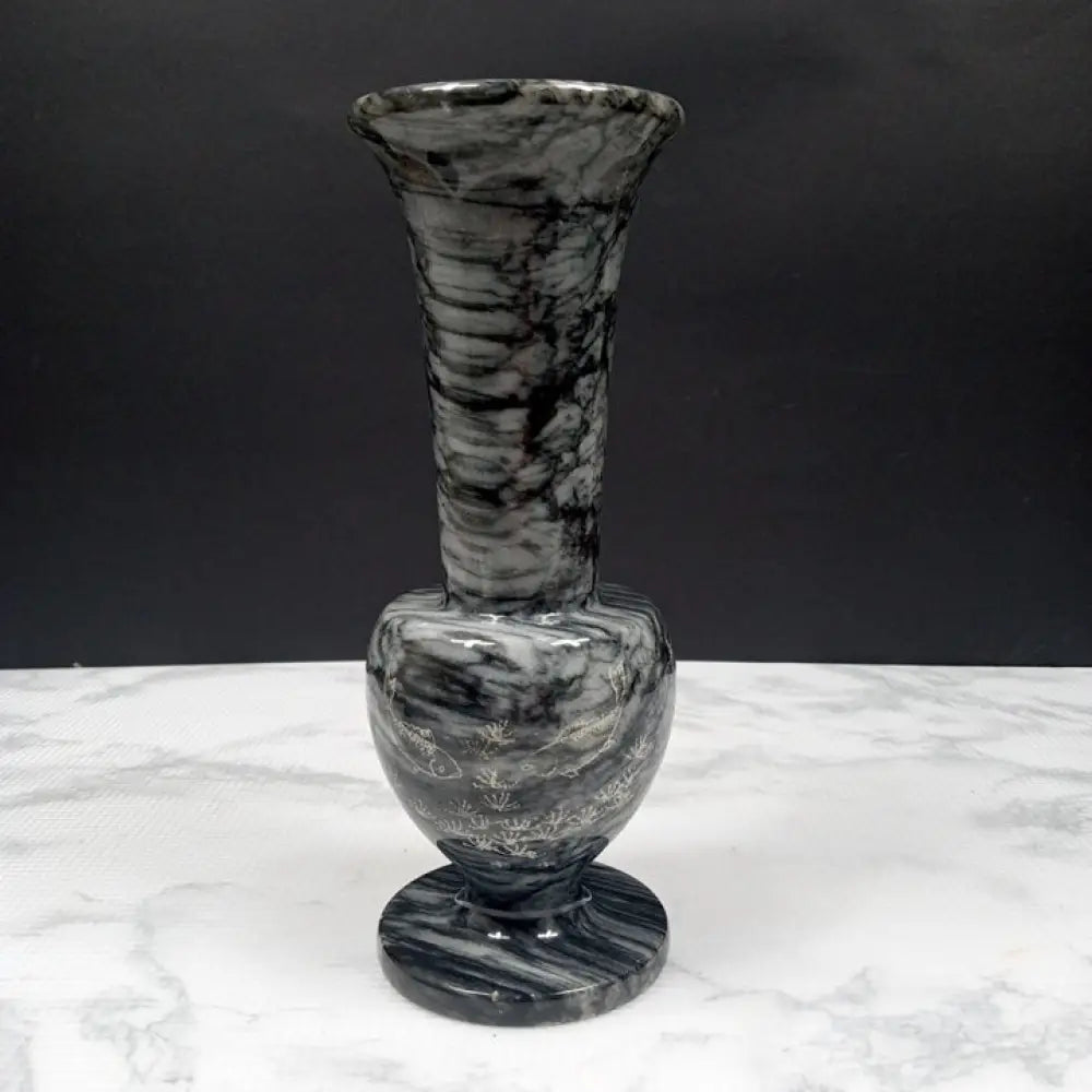 Handmade Koi Stone Vase ( Vintage ) Decor