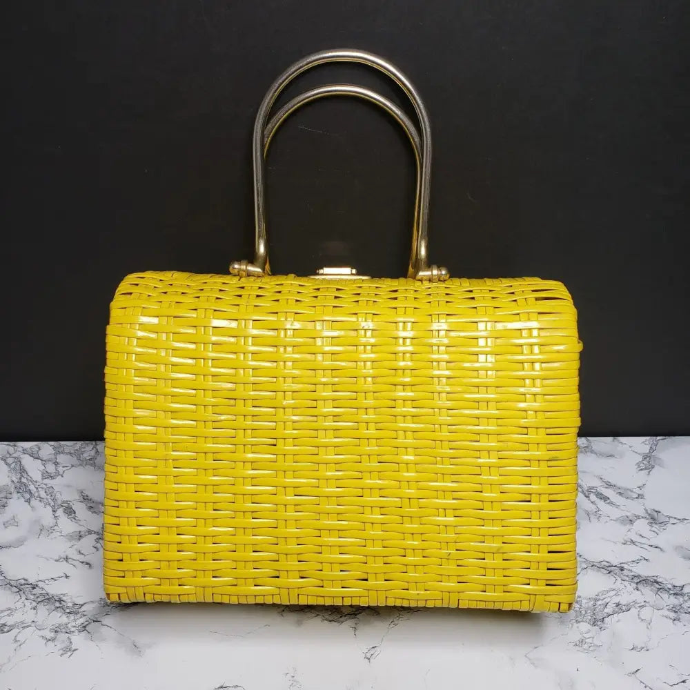 Basket Purse Wood Frame (Vintage) Handbags