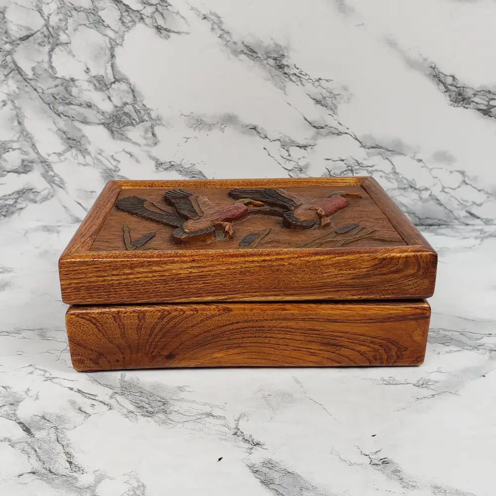 Bridger Trading Wood Box Lidded Ducks Vintage Home & Garden