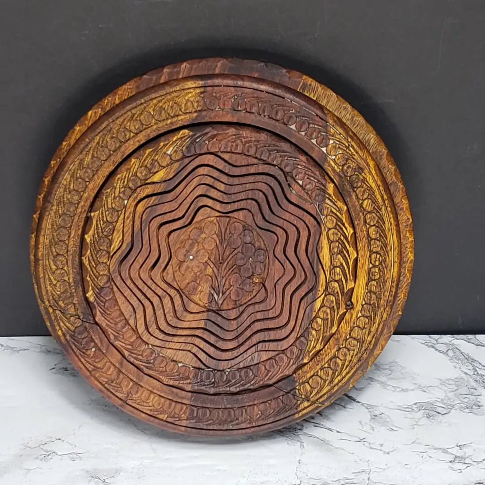 Handmade Black Forest Solid Wood Collapsable Basket Trivet (Vintage) Decor