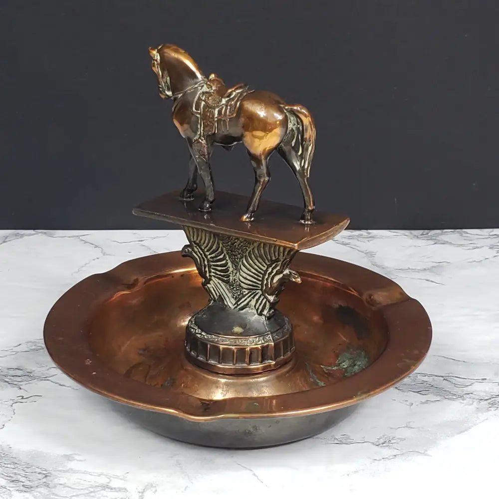 Copper Bronze Horse Ashtray Mid Century Collectibles