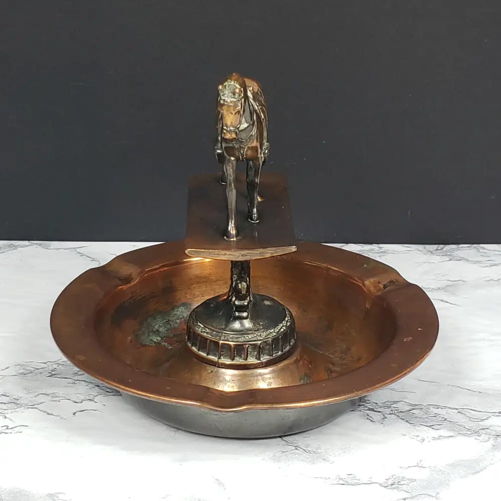 Copper Bronze Horse Ashtray Mid Century Collectibles