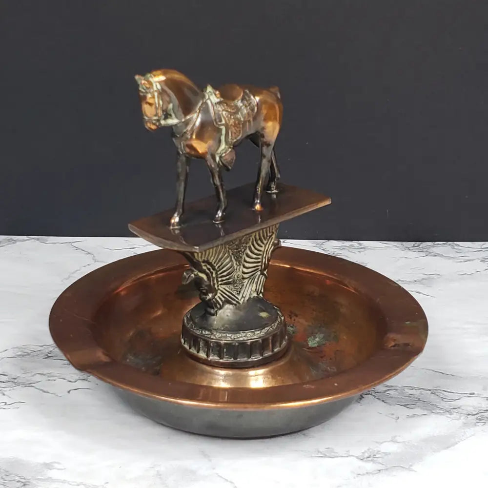 Copper Bronze Horse Ashtray Mid Century Collectibles