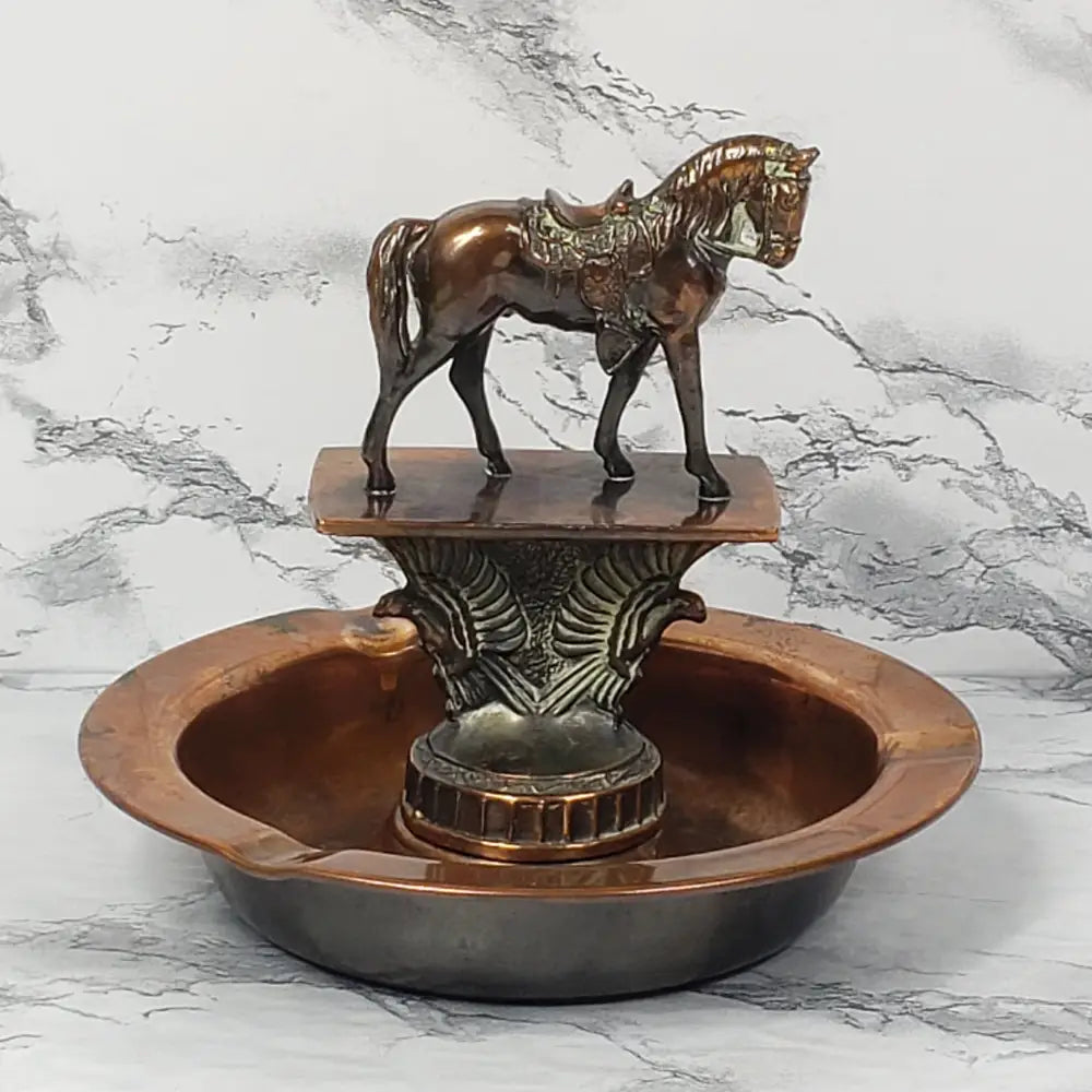 Copper Bronze Horse Ashtray Mid Century Collectibles