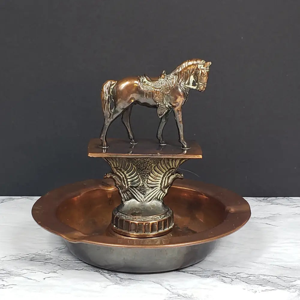 Copper Bronze Horse Ashtray Mid Century Collectibles