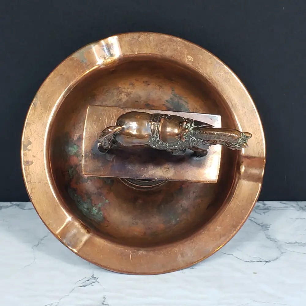 Copper Bronze Horse Ashtray Mid Century Collectibles