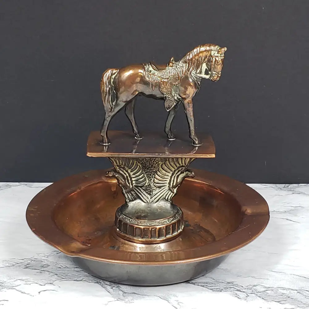 Copper Bronze Horse Ashtray Mid Century Collectibles