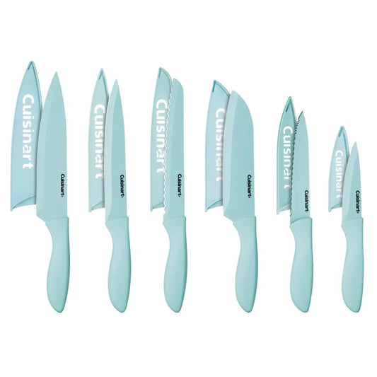 Cuisinart 12-Piece Kitchen Knife Set Advantage Color Collection With Blade Guards (Aqua)