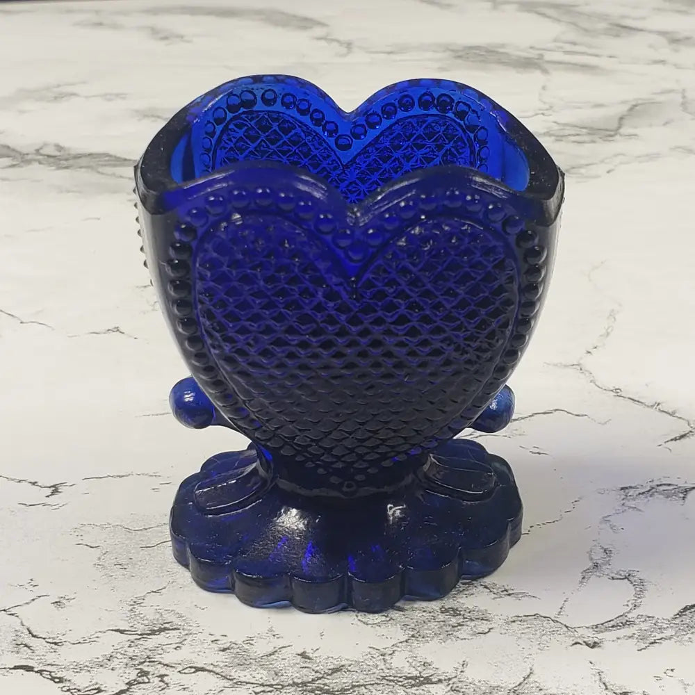 Degenhart Cobalt Blue Glass Heart Trinket Paperweight Vintage Decor