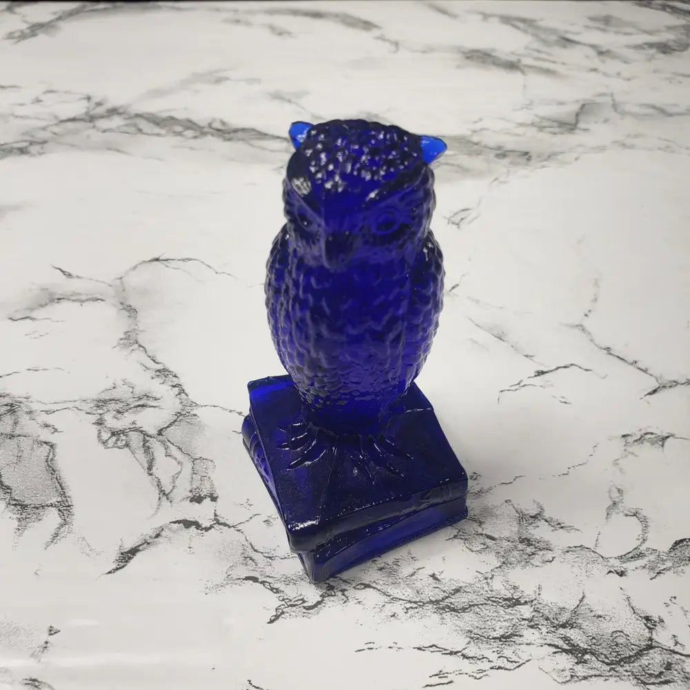 Degenhart Cobalt Blue Wise Owl Paperweight Vintage Decor