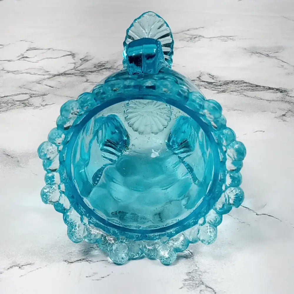 Degenhart Glass Forget Me Not Trinket Toothpick Paperweight Vtg Decor