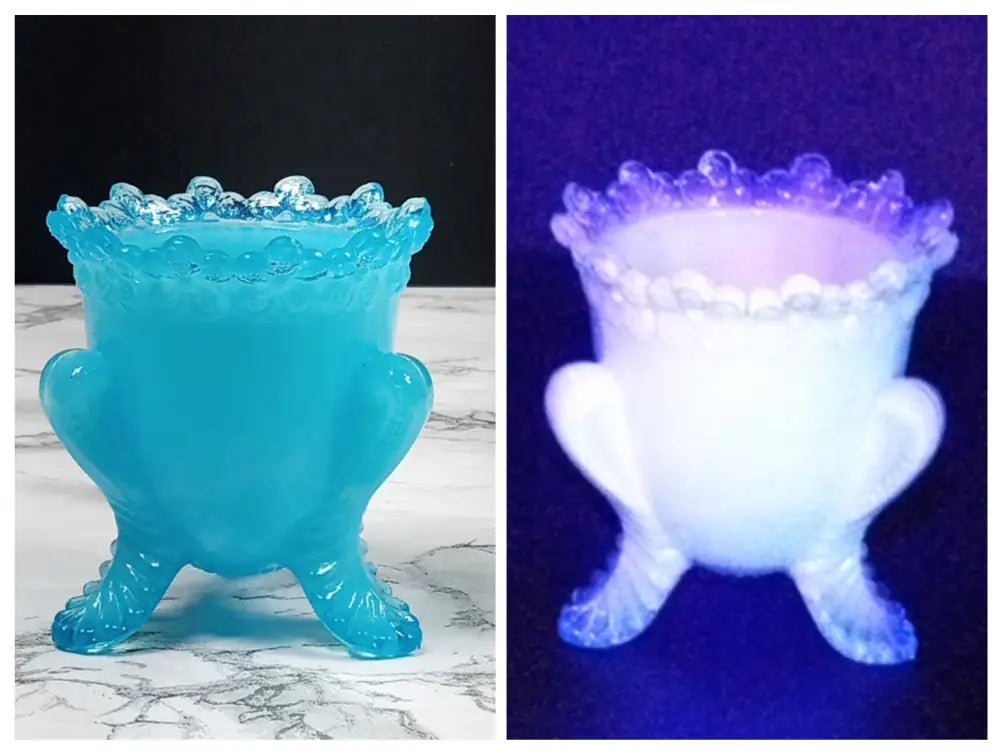 Degenhart Glass Forget Me Not Trinket Toothpick Paperweight Vtg Decor