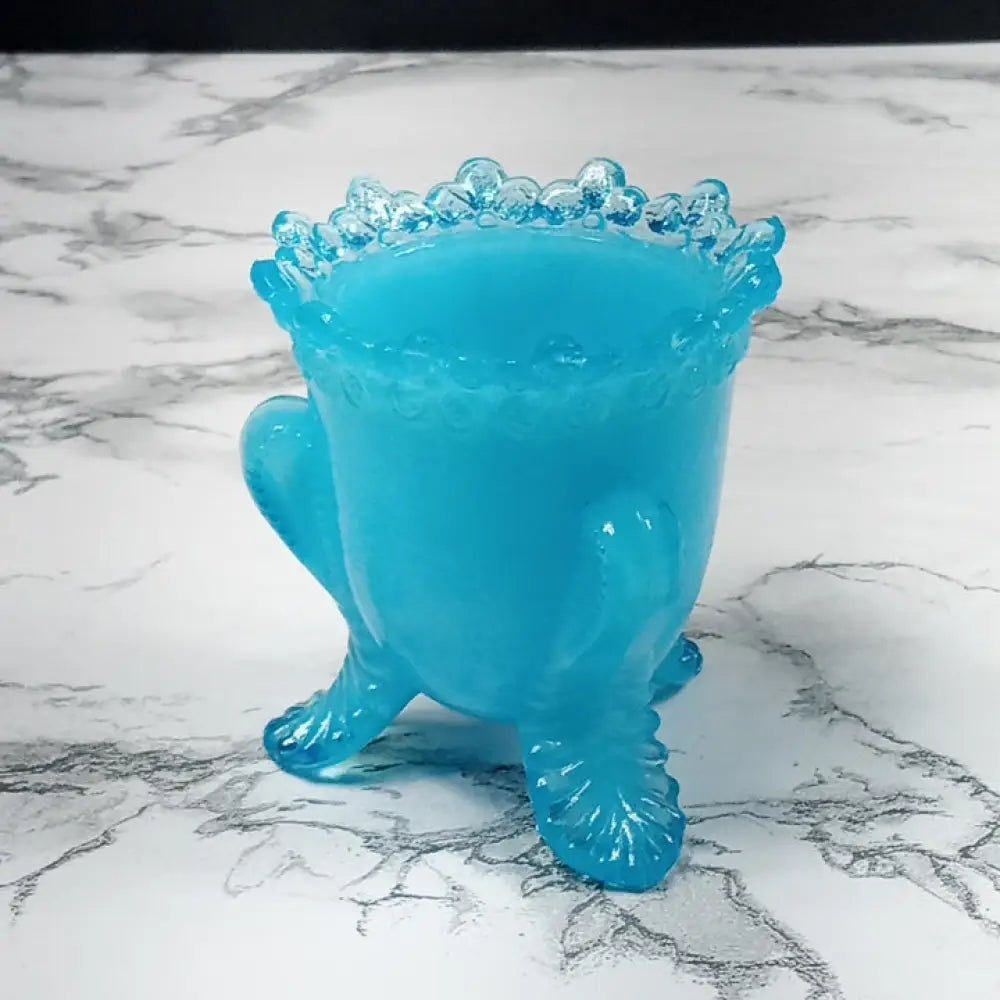 Degenhart Glass Forget Me Not Trinket Toothpick Paperweight Vtg Decor