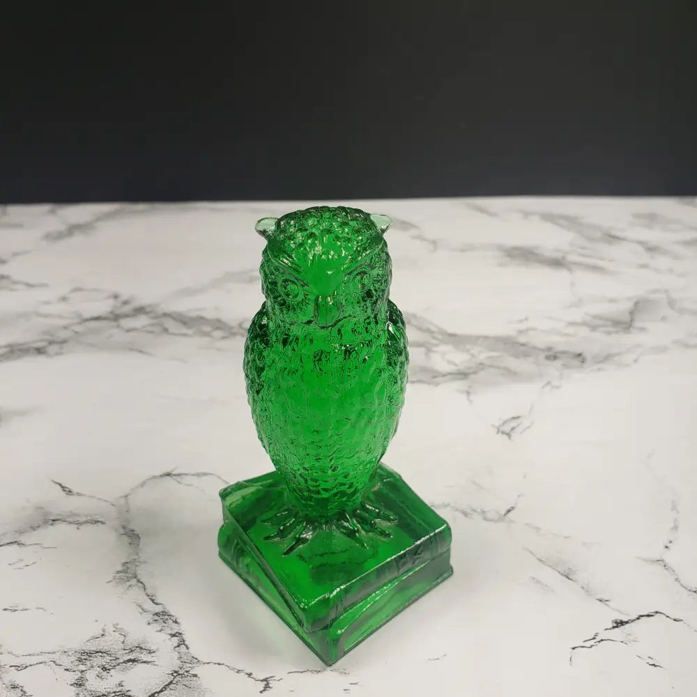 Degenhart Paperweight Uv Green Wise Owl Vintage Decor
