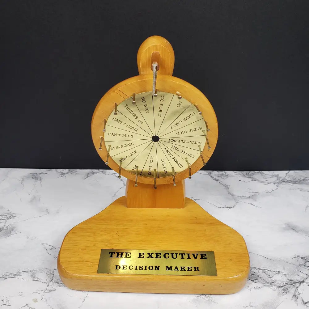 Desktop Executive Decision Maker Wheel Solid Wood Vintage Decor