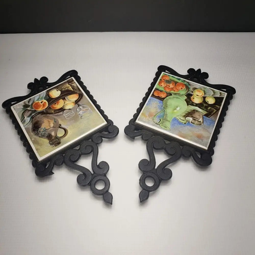 Pair Of Enesco Tile Trivets Vintage - Decor