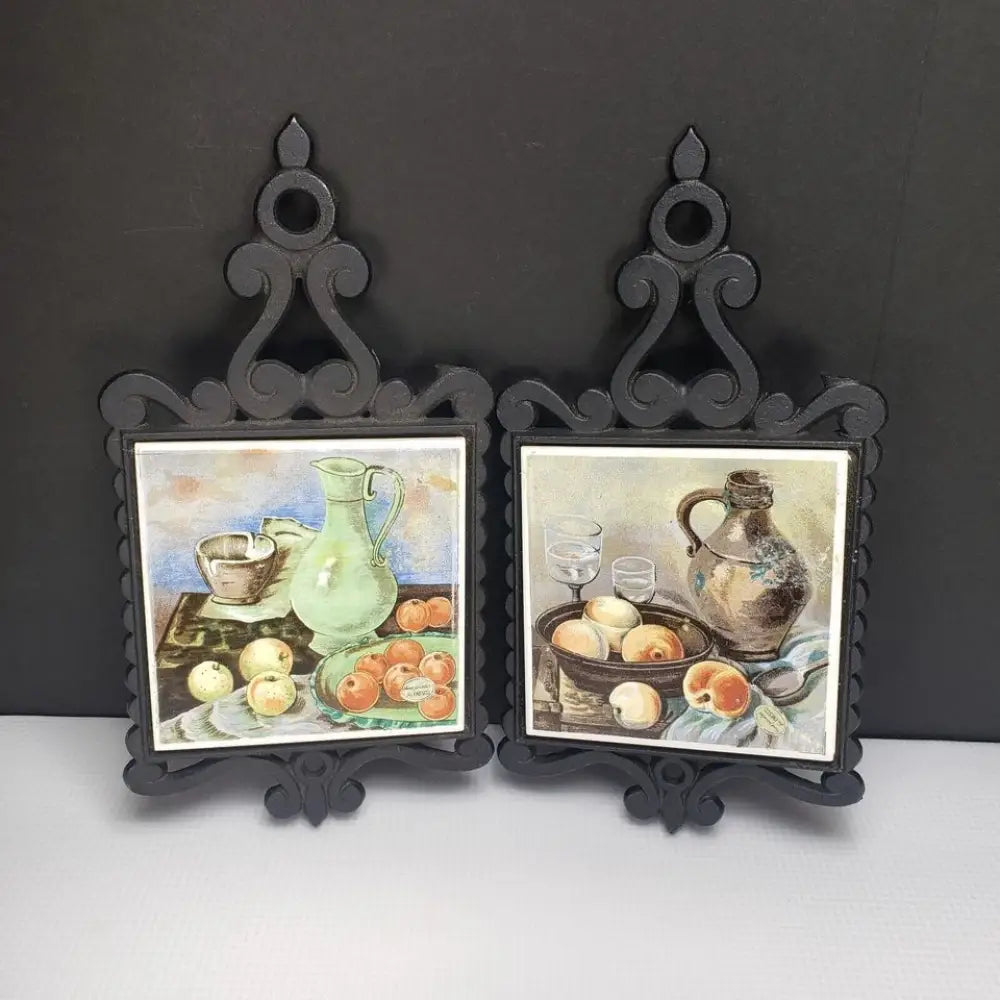 Pair Of Enesco Tile Trivets Vintage - Decor