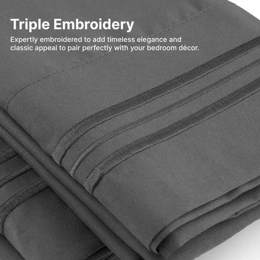 Extra Deep King Sheet Set - 6 Piece Breathable & Cooling Sheets Hotel Luxury Bed Easy Secure Fit