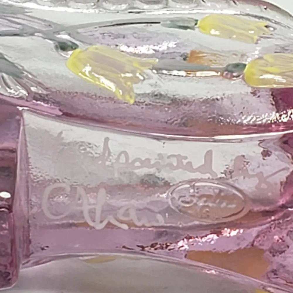Fenton Glass Shoe Hand Painted Artist Signed Vintage Collectibles