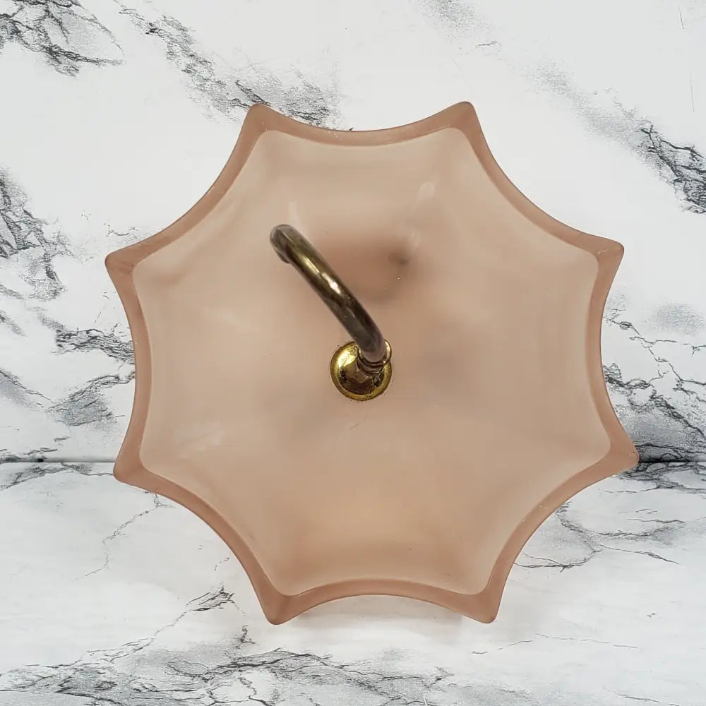 Fenton Pink Frosted Glass Umbrella Candy Dish Vintage Collectibles
