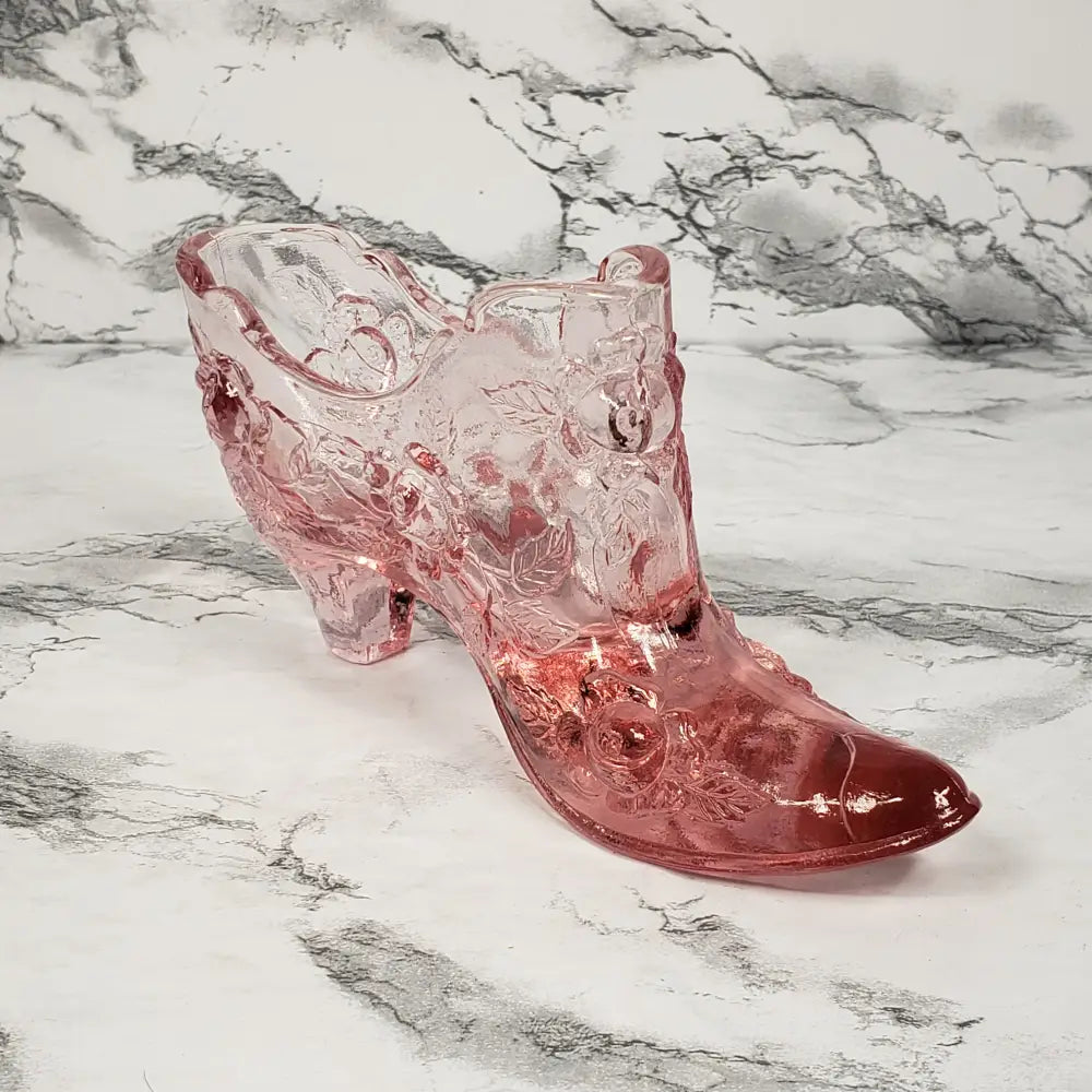 Fenton Pink Glass Shoe Vintage Collectibles