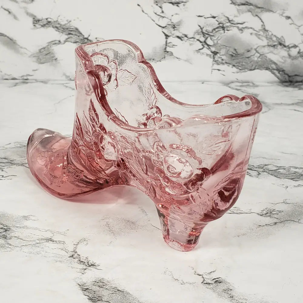 Fenton Pink Glass Shoe Vintage Collectibles