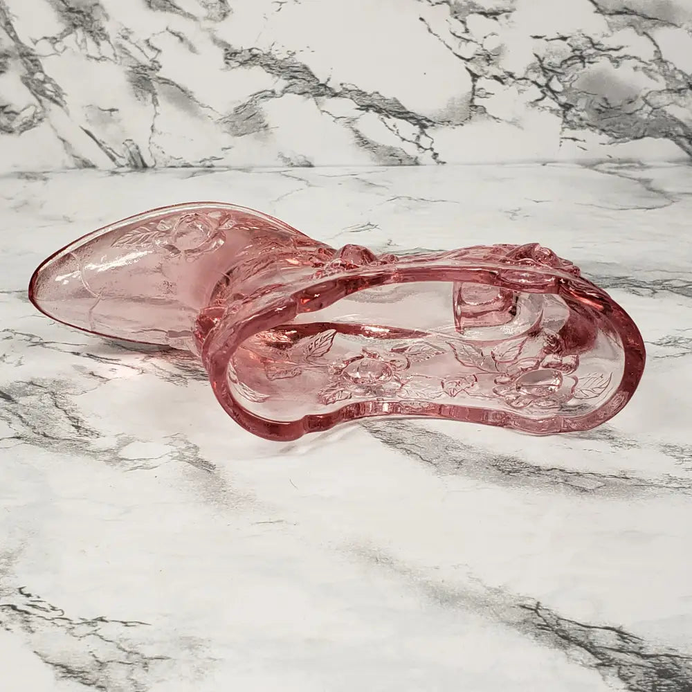 Fenton Pink Glass Shoe Vintage Collectibles