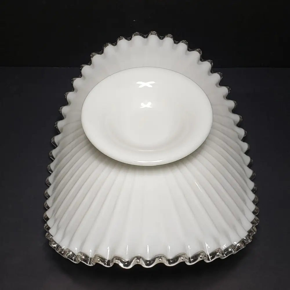 Fenton Silver Crest Banana Compote Cased Glass (Vintage) Decor