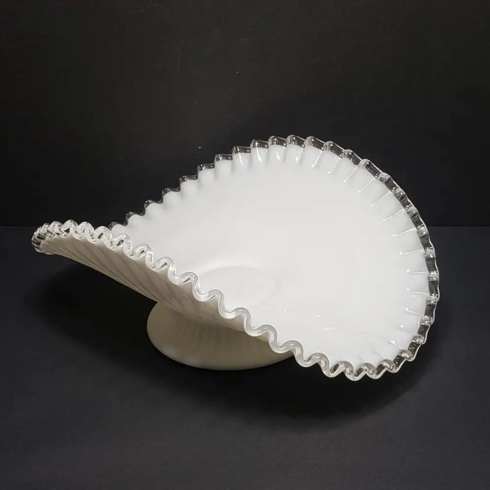 Fenton Silver Crest Banana Compote Cased Glass (Vintage) Decor