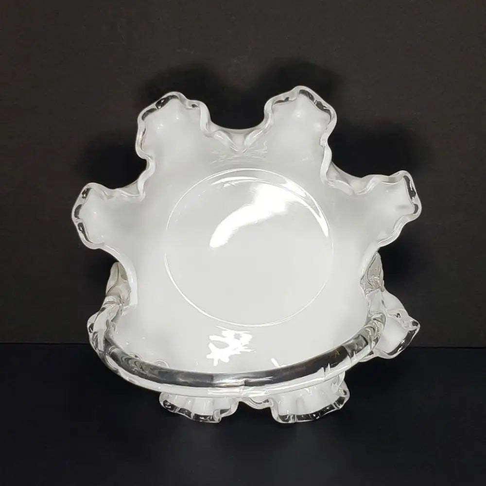 Fenton Silver Crest Glass Basket Vintage - Decor
