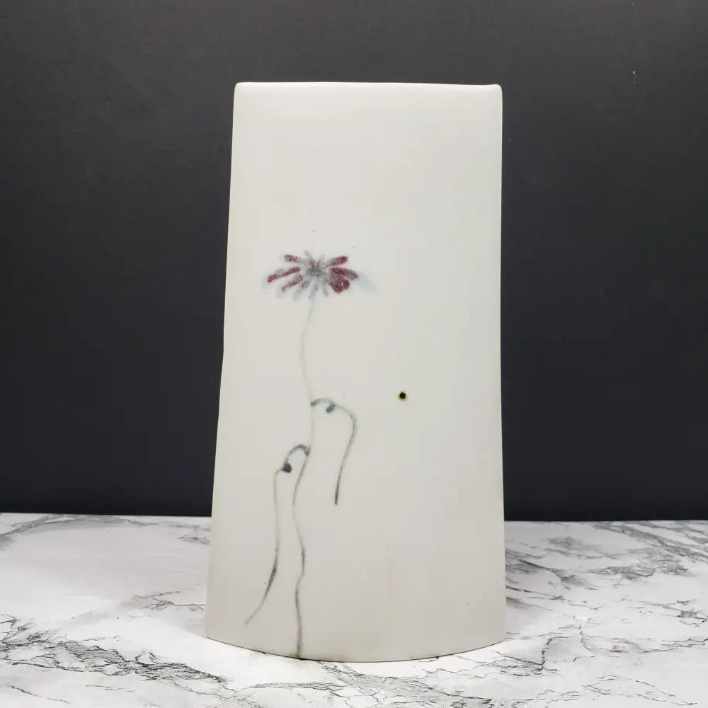 Floral Bag Vase Artist Signed Porcelain Vintage Decor