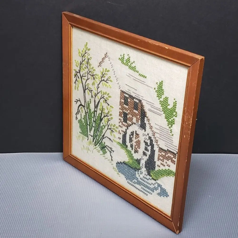 Framed Handmade Cross Stitch Vintage - Decor