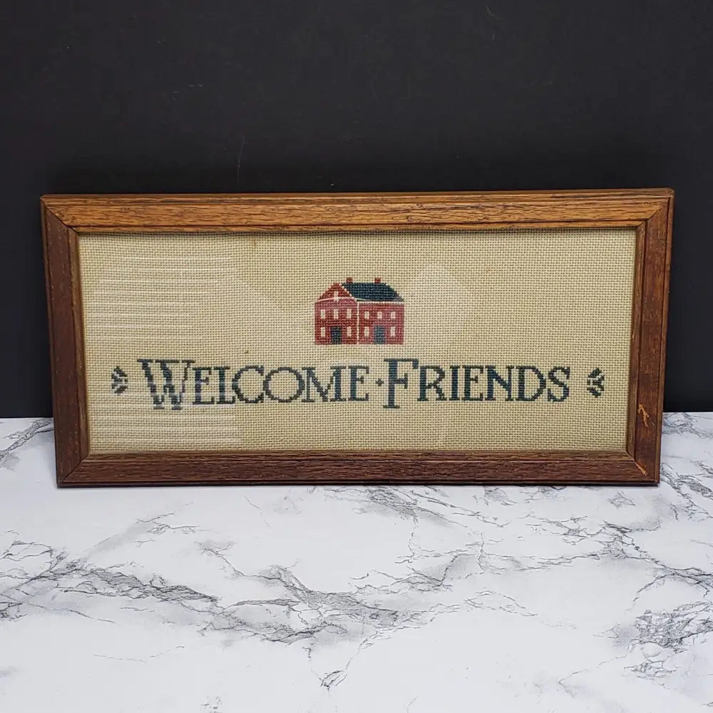 Handmade Framed Needlepoint Vintage Decor