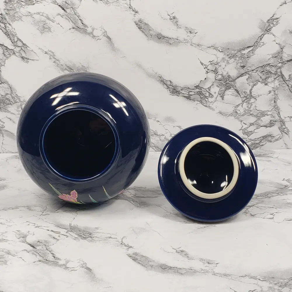 Ginger Jar Cobalt Blue Gold Gilded Porcelain Japan Vintage Vases