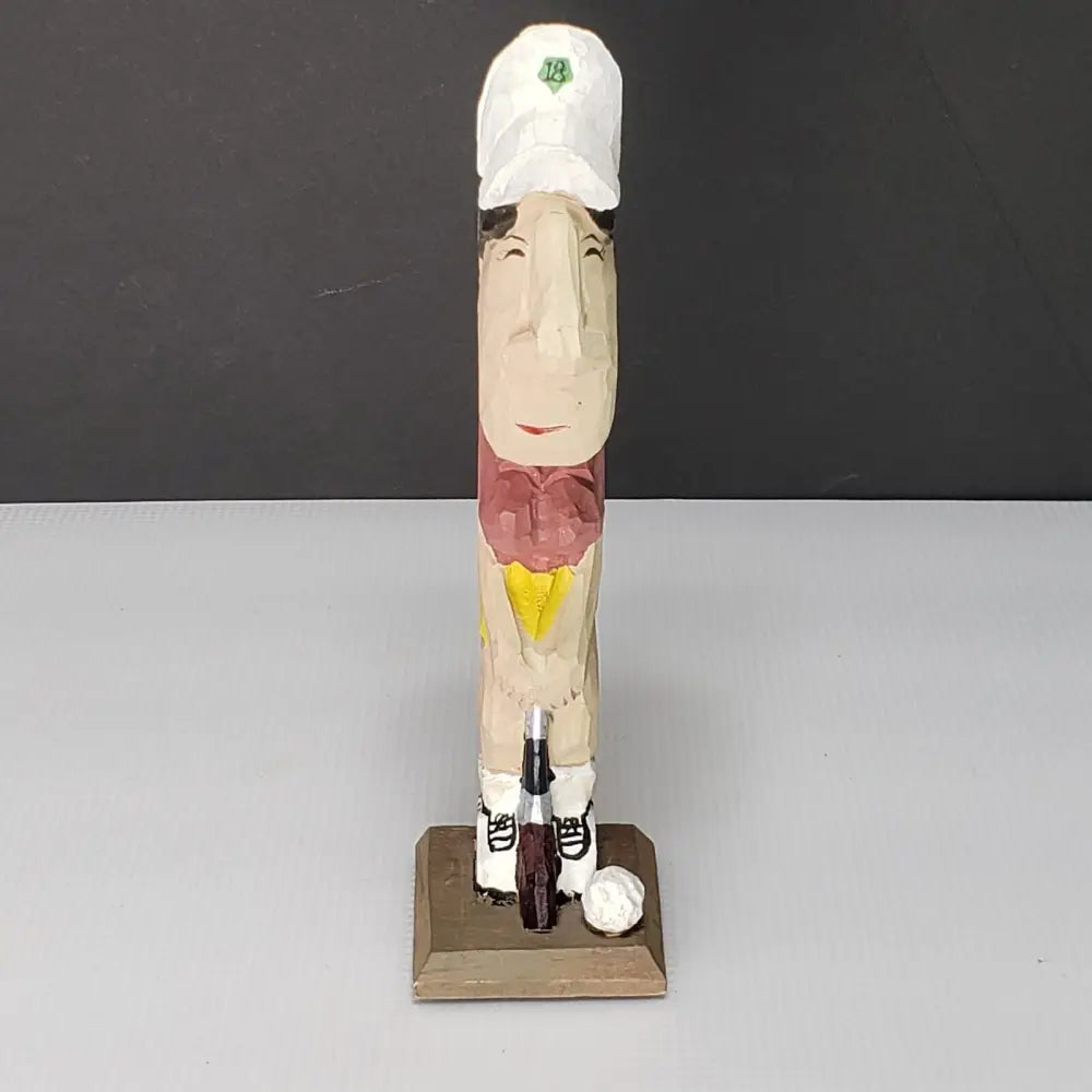 Golfer Eyeglass Holder Peepers Hand Carved Wood Decor
