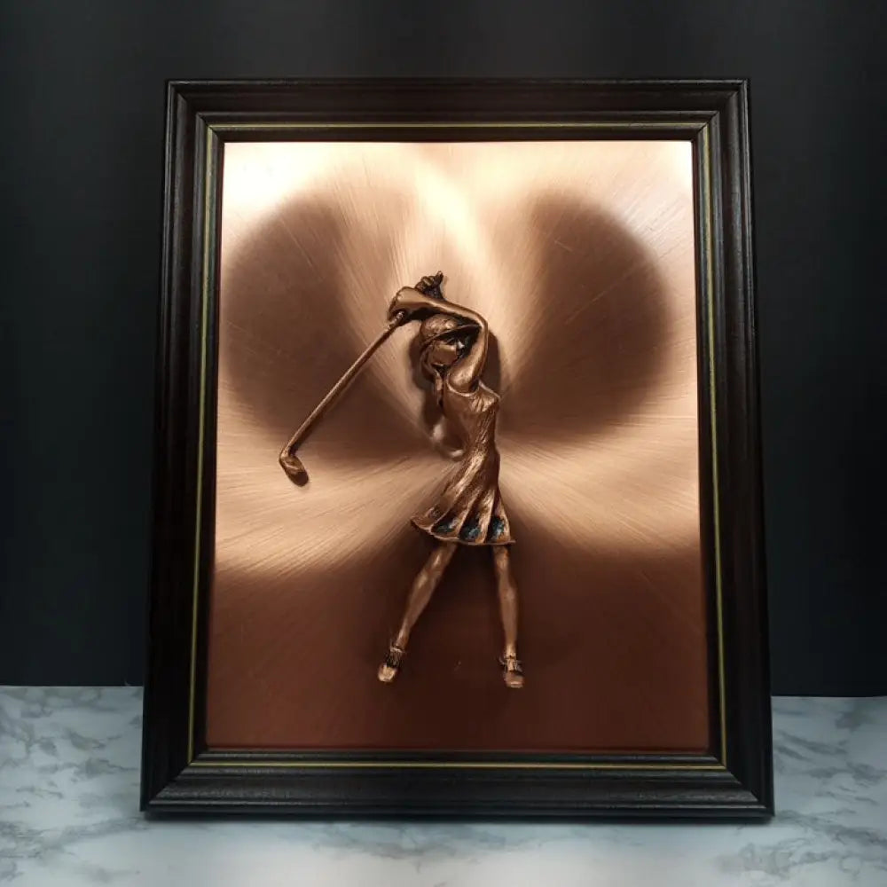 Female Golfer Copper Wall Art ( Vintage ) Decor