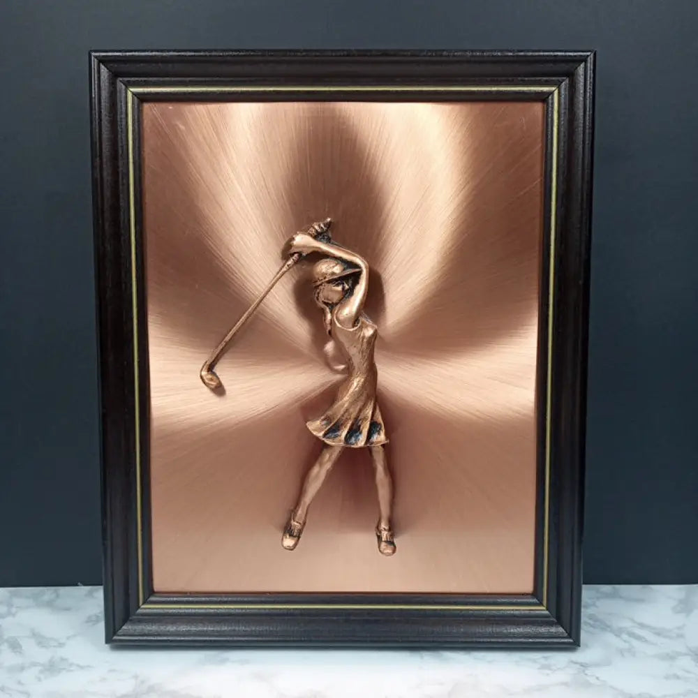 Female Golfer Copper Wall Art ( Vintage ) Decor