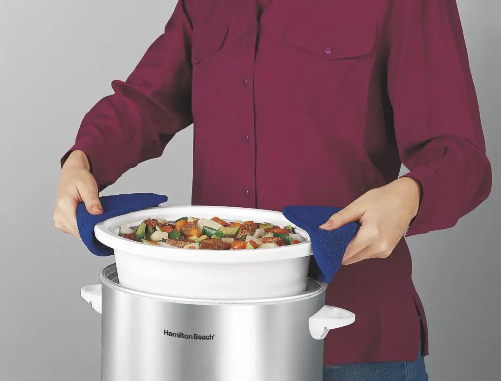 Hamilton Beach 4-Quart Slow Cooker With 3 Cooking Settings Dishwasher-Safe Stoneware Crock & Glass