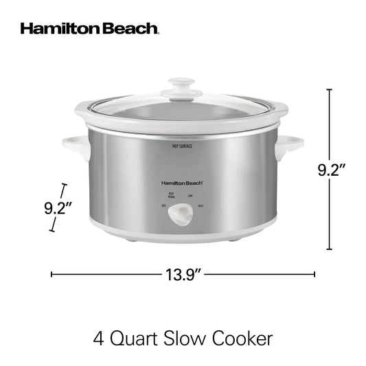 Hamilton Beach 4-Quart Slow Cooker With 3 Cooking Settings Dishwasher-Safe Stoneware Crock & Glass