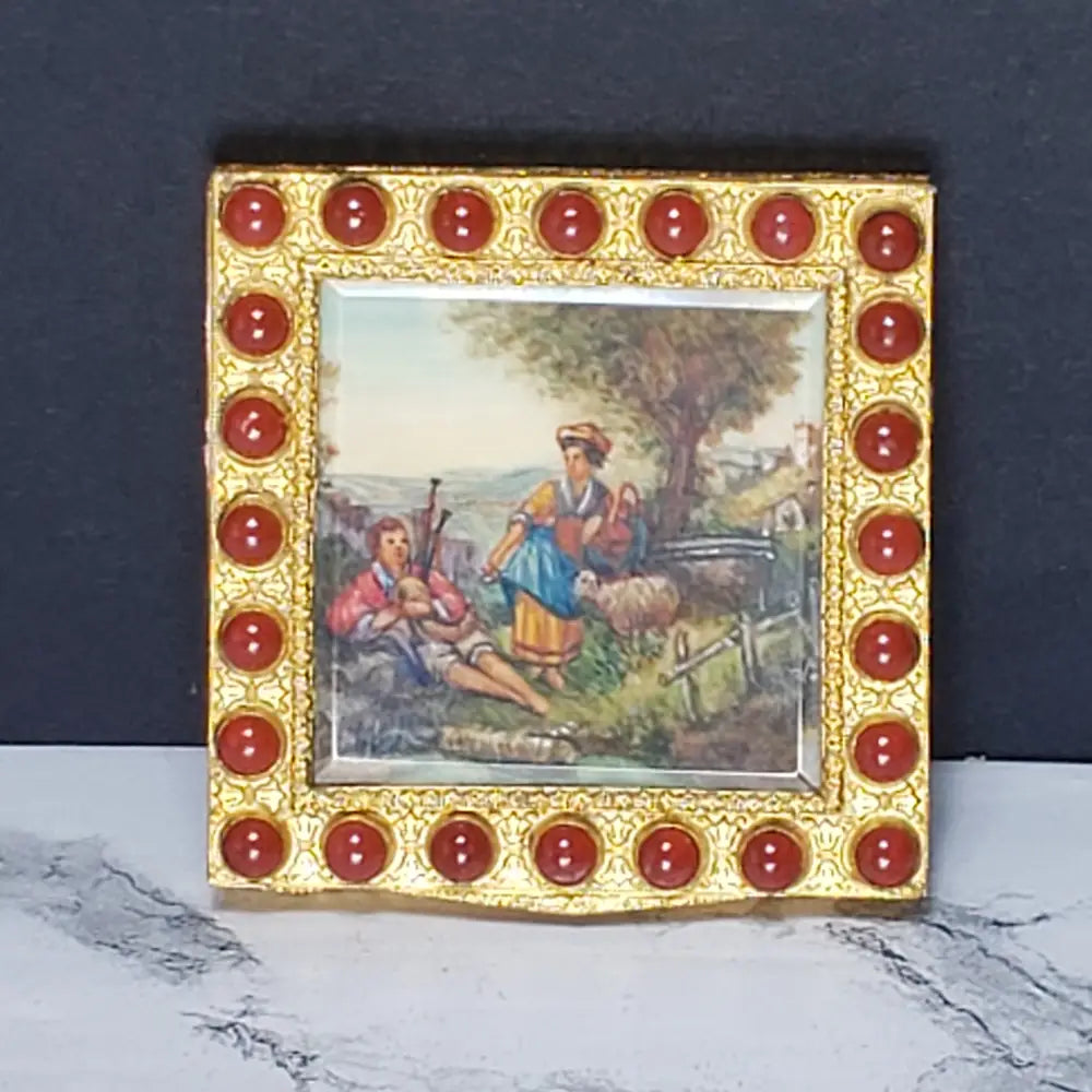 Hand Painted Italian Makeup Compact (Vintage) Decor