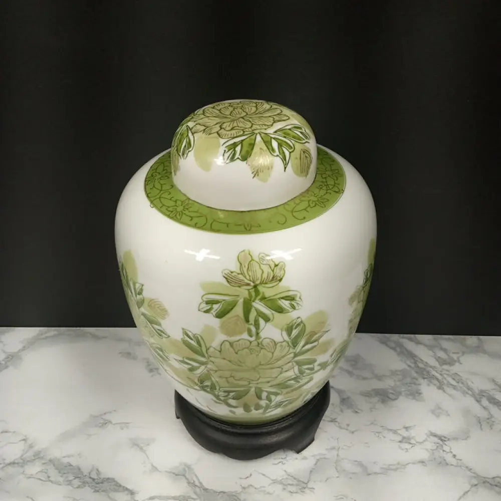 Hand Painted Japanese Porcelain Ginger Jar ( Vintage ) Decor