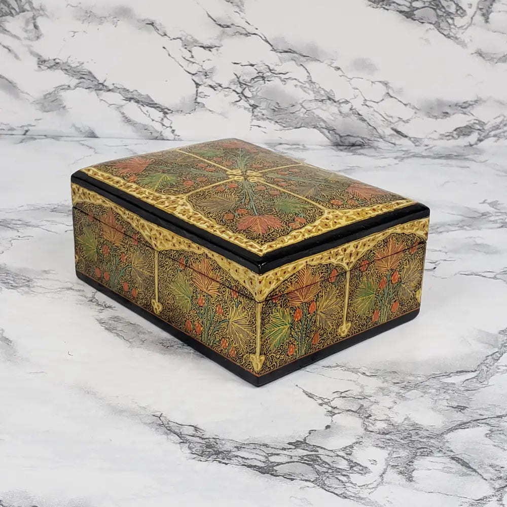 Hand Painted Lacquer Box Kashmir Vintage Decor