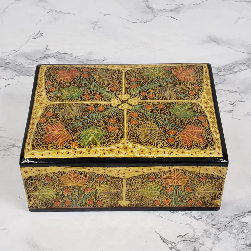 Hand Painted Lacquer Box Kashmir Vintage Decor