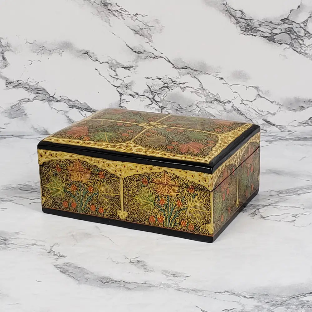 Hand Painted Lacquer Box Kashmir Vintage Decor