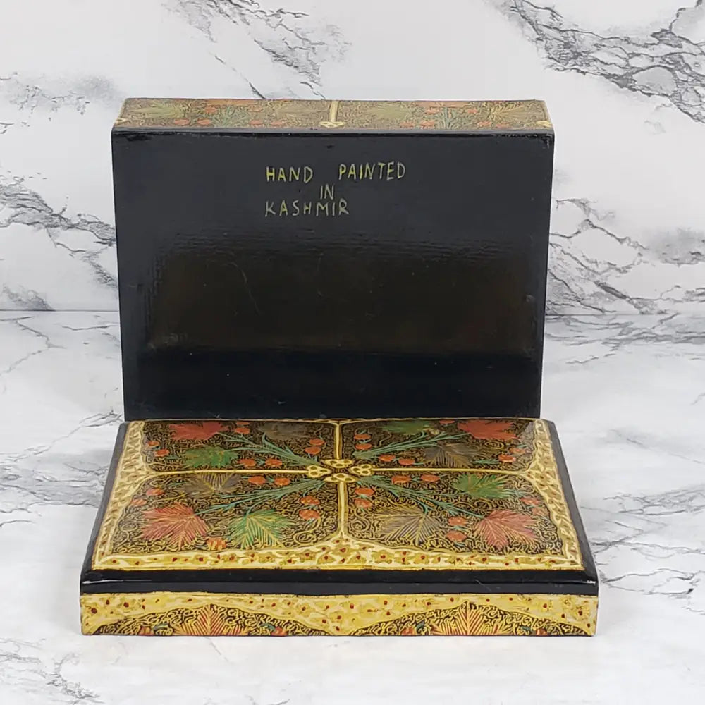 Hand Painted Lacquer Box Kashmir Vintage Decor
