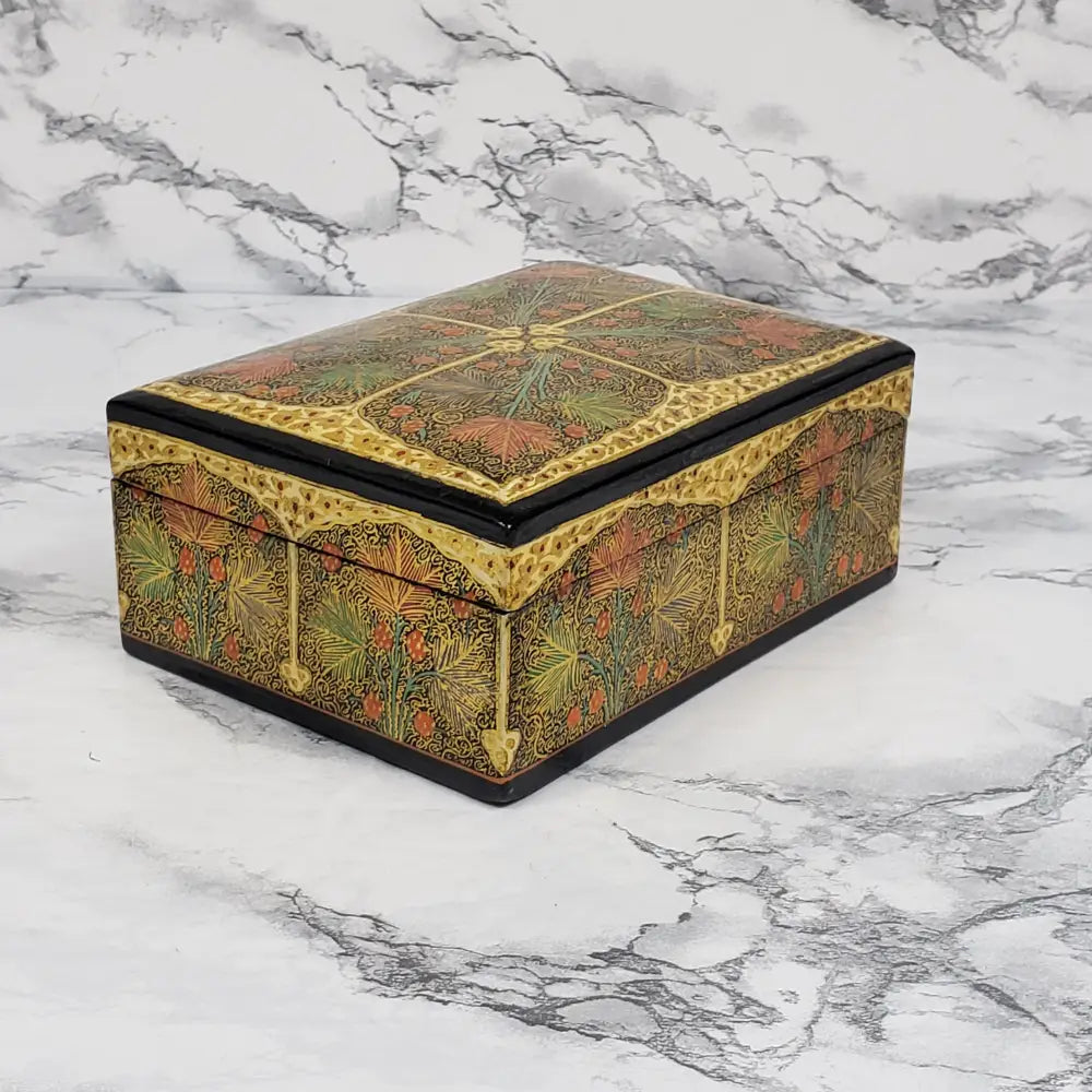 Hand Painted Lacquer Box Kashmir Vintage Decor