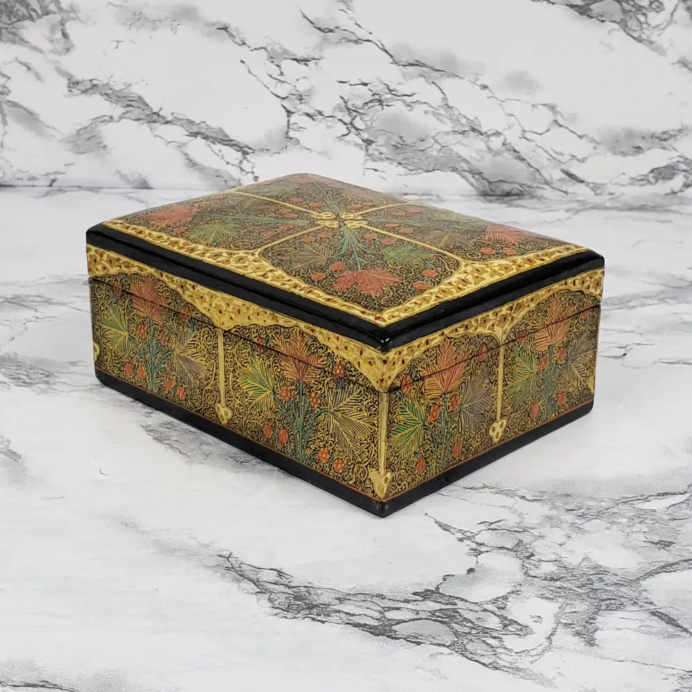 Hand Painted Lacquer Box Kashmir Vintage Decor