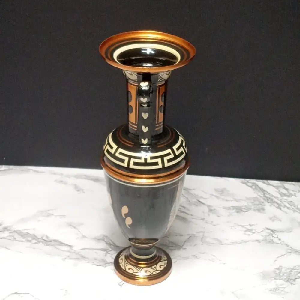 Hand Painted Solid Copper Greek Vase ( Vintage ) Decor